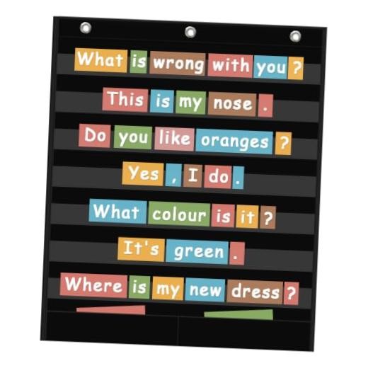 7+2 Pockets Standard Pocket Chart, Clear 7 7 clear pockets with 2 storage bag