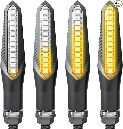 4PCS Motorcycle Indicators Flowing Turn Signal Lights, Amber Bra Color: Black2
