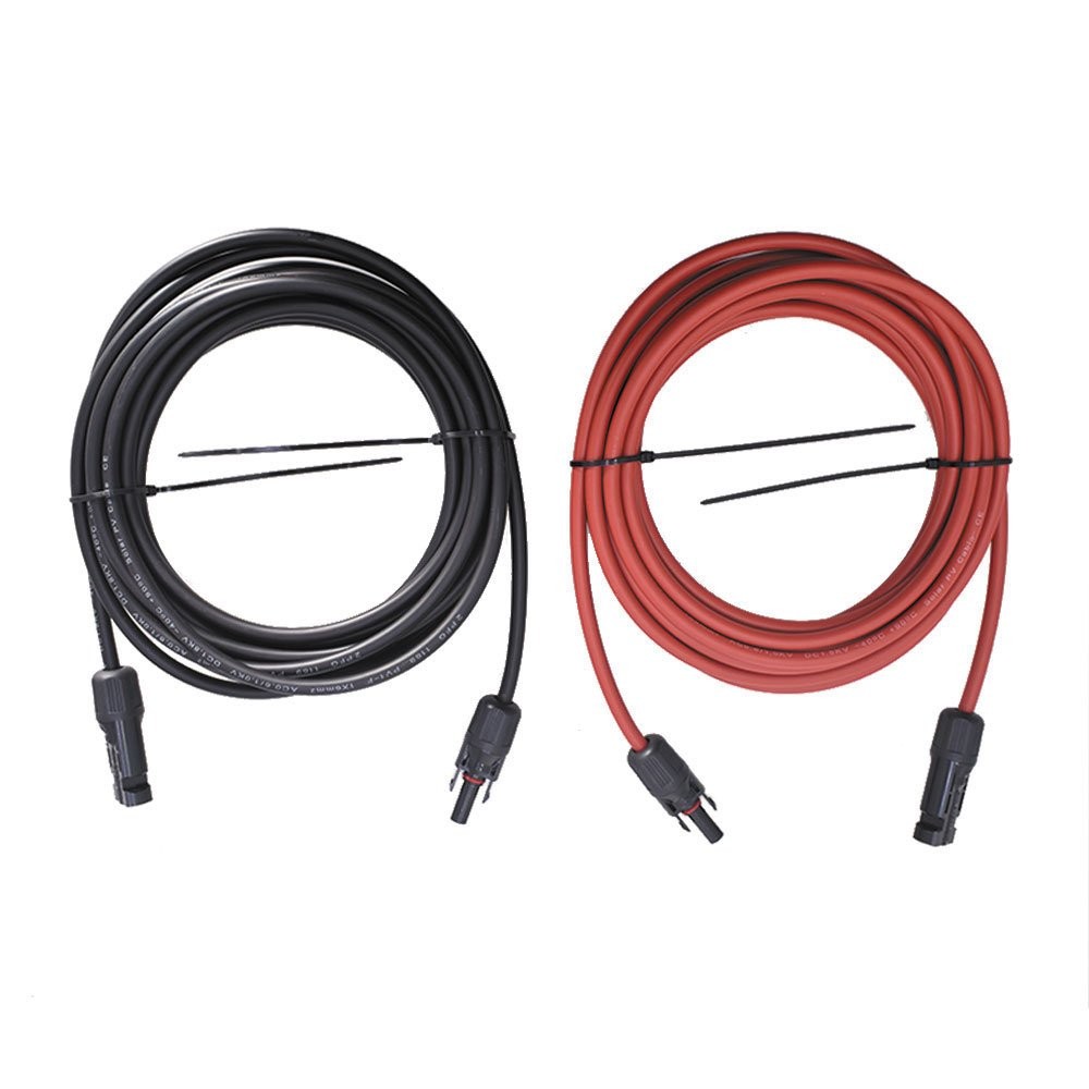 1 Pair 25ft Black + Red 12AWG Solar Panel Extension Cable Wire Connector
