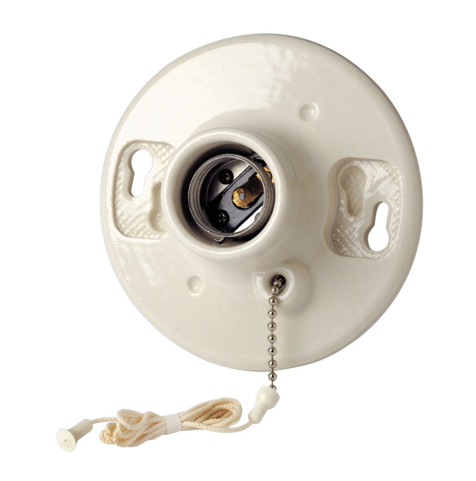 29816-C One-Piece Glazed Porcelain Outlet Box Mount, Incandescent Lampholder