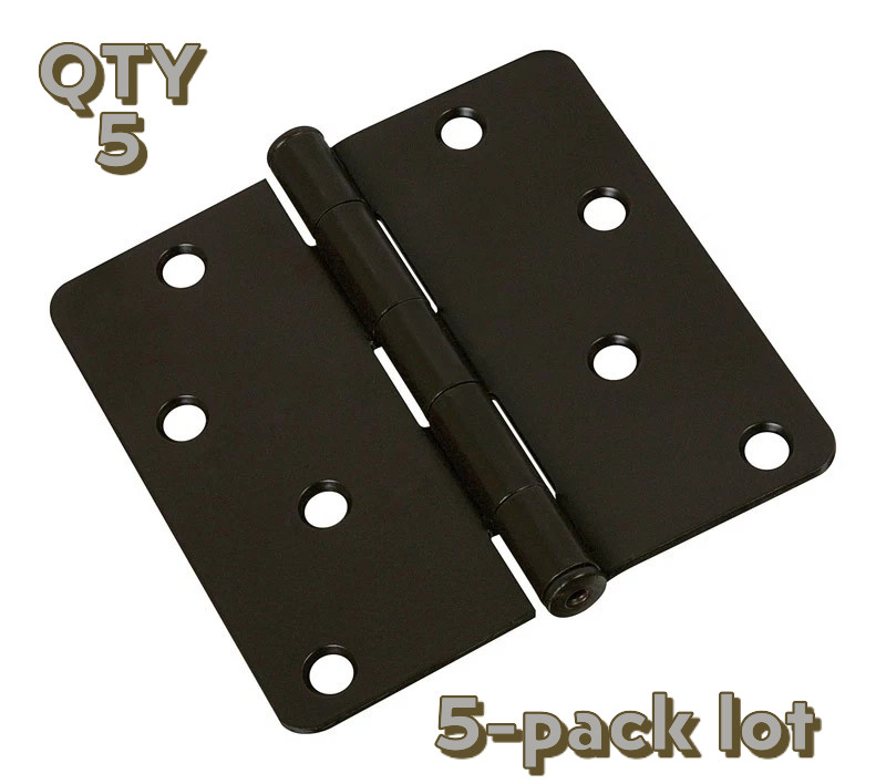 5-pack National Hardware N830-201 Oil Rubbed Bronze 4" Door Hinges 1/4" radius
