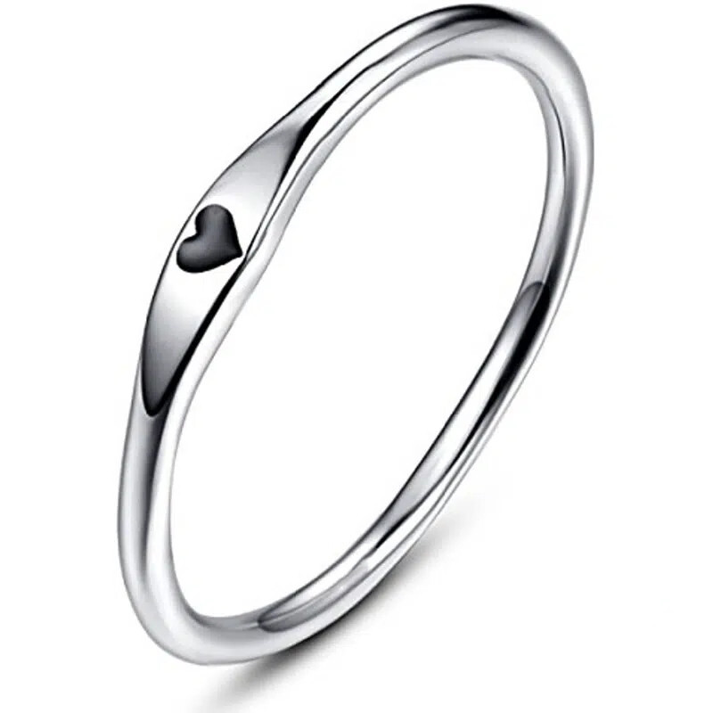 Simple 925 Silver Filled Heart Rings Women Wedding Jewelry Gift Size 6-10