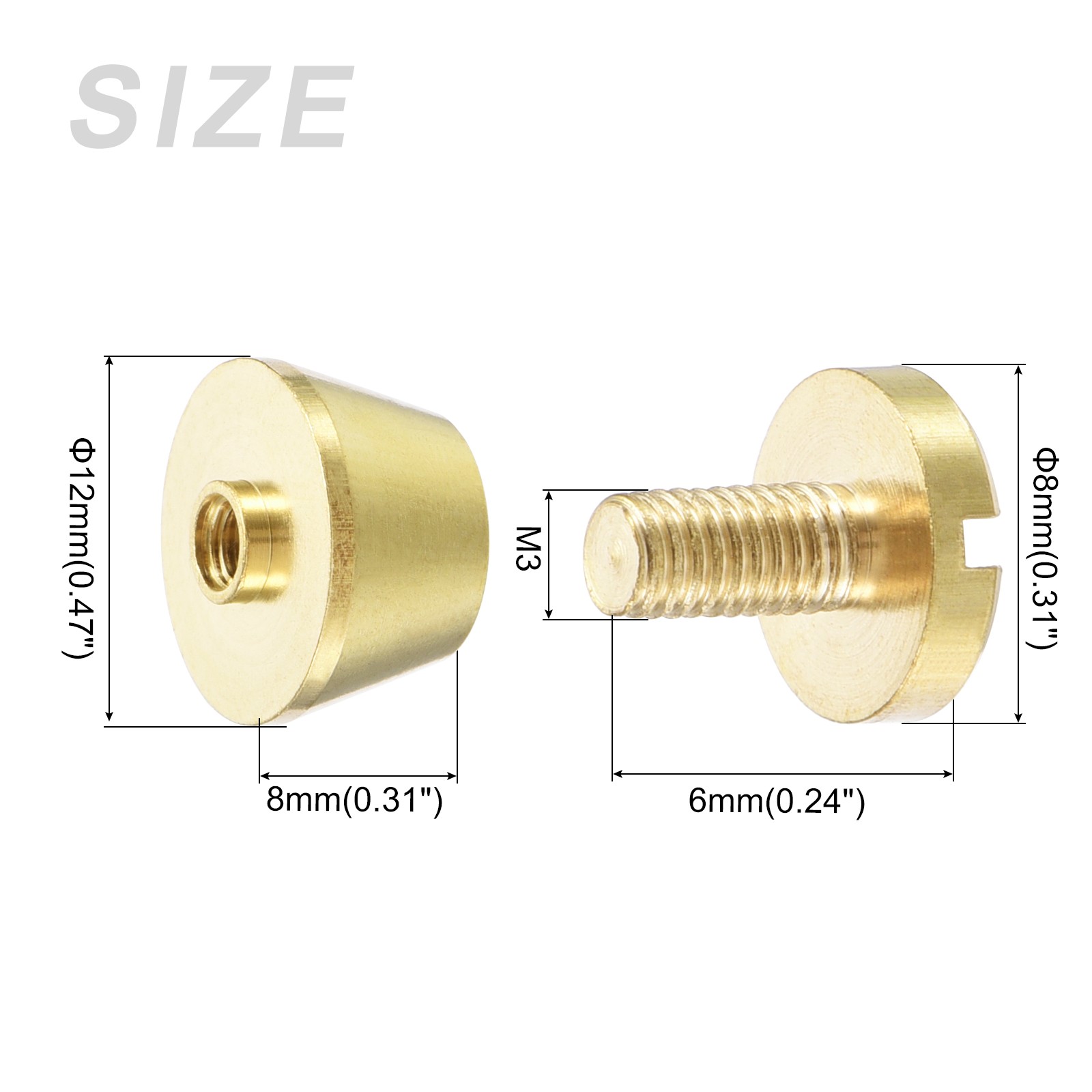 Screw Back Stud Spike (12x8mm) 4pcs, Flat Head Stud Rivets