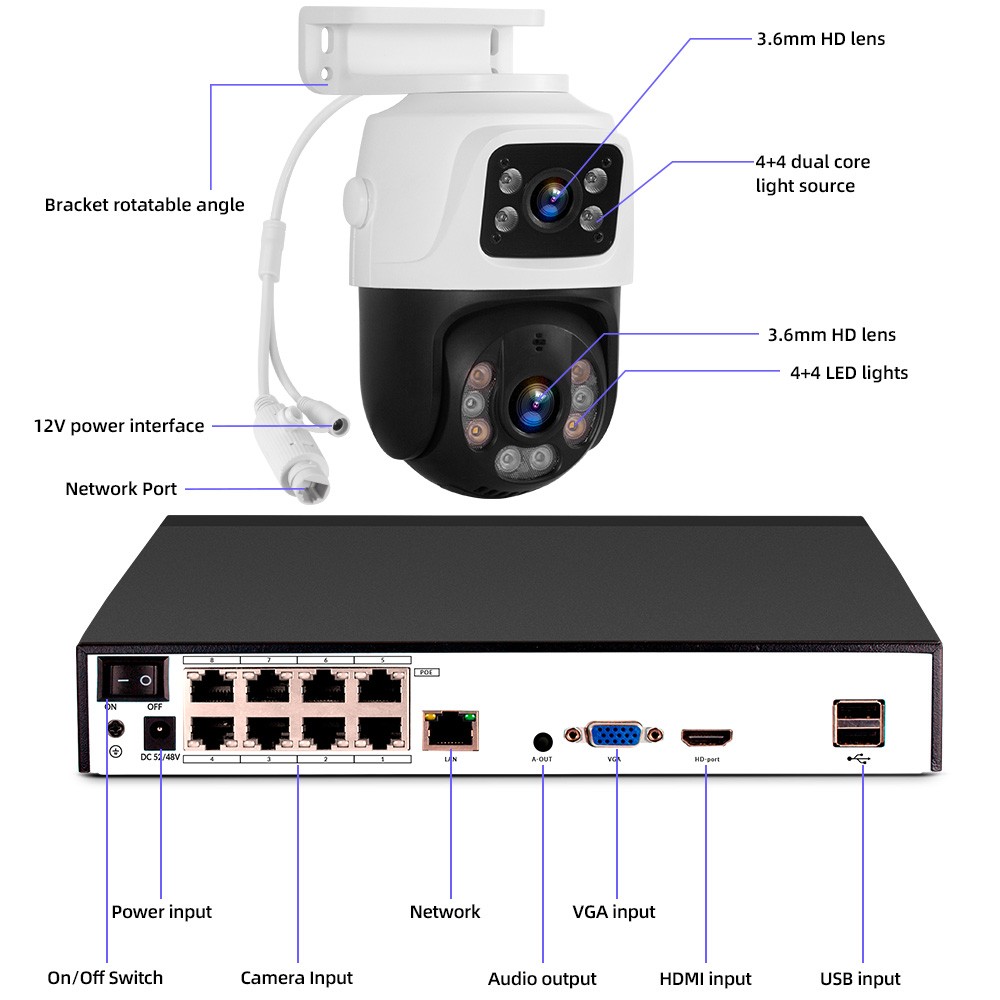 KERUI 8CH NVR 6MP Two Way Audio POE PT Security Camera System AI Detection