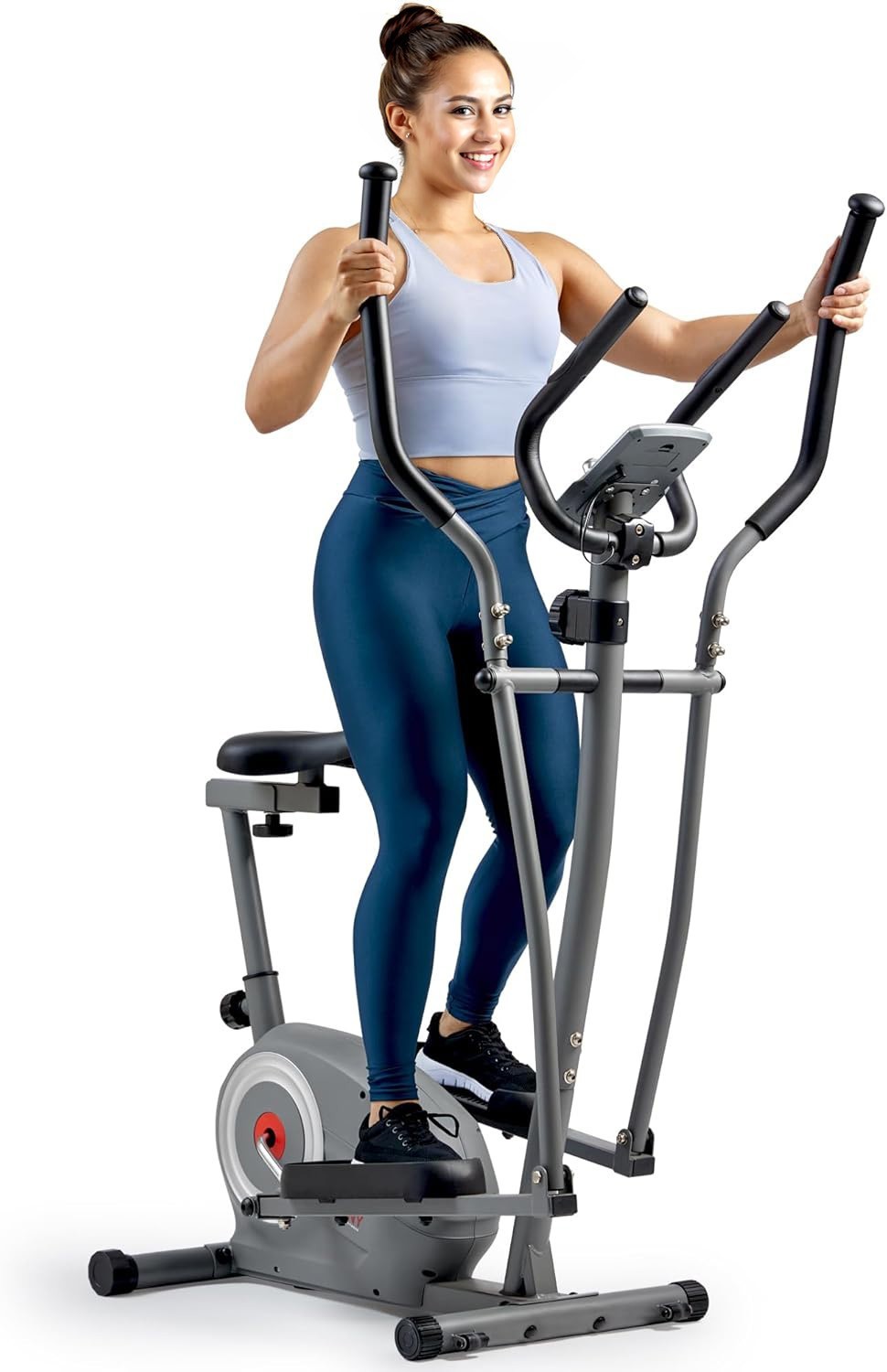 Compact Elliptical and Bike Exercise Machine Dual Mode Adjustable Resistance