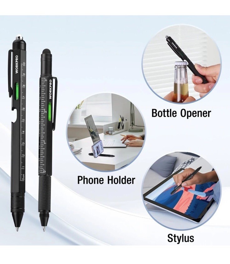 WORKPRO 2-Pack Upgraded Multi-Tool Pens 9 Functions Multi-tool Pen Set Daily Use