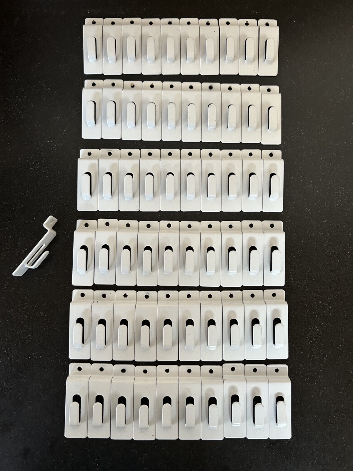 EWH/NHK White Slatwall Hooks, Metal, New, 41 available