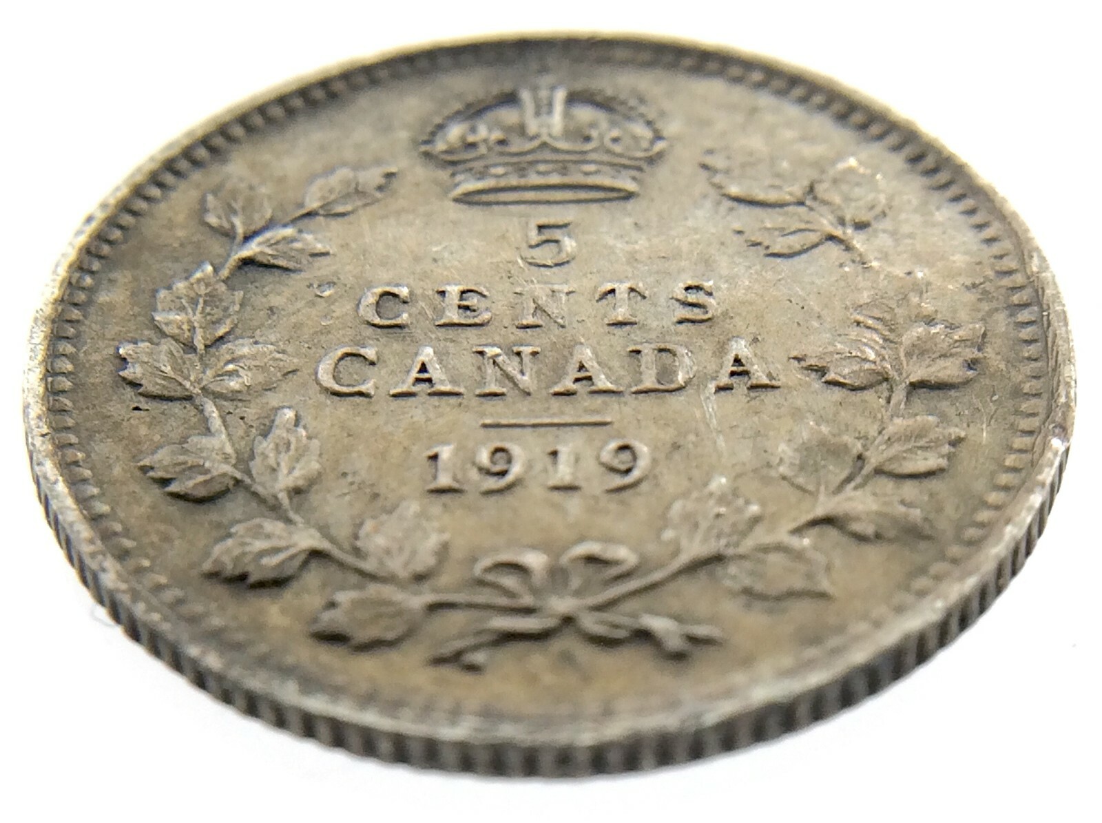 1919 Canada Five Cents Small Silver Canadian Circulated George Coin M856