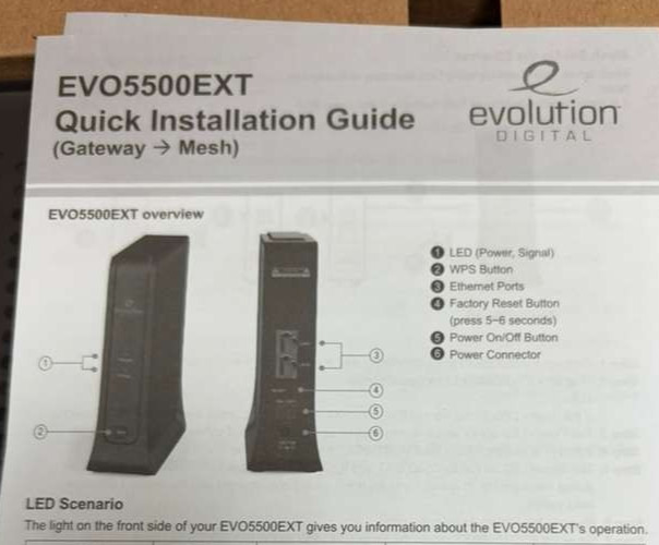 Evolution Digital EVO 5500 EXT Wifi Extender, NEW SEALED EVO5500EXT