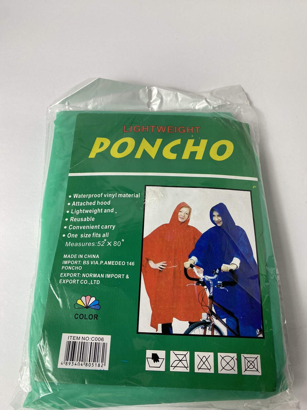 Poncho Raincoat, Emergency Raincoats with Hood-Reusable One Size Fits All 52”x80