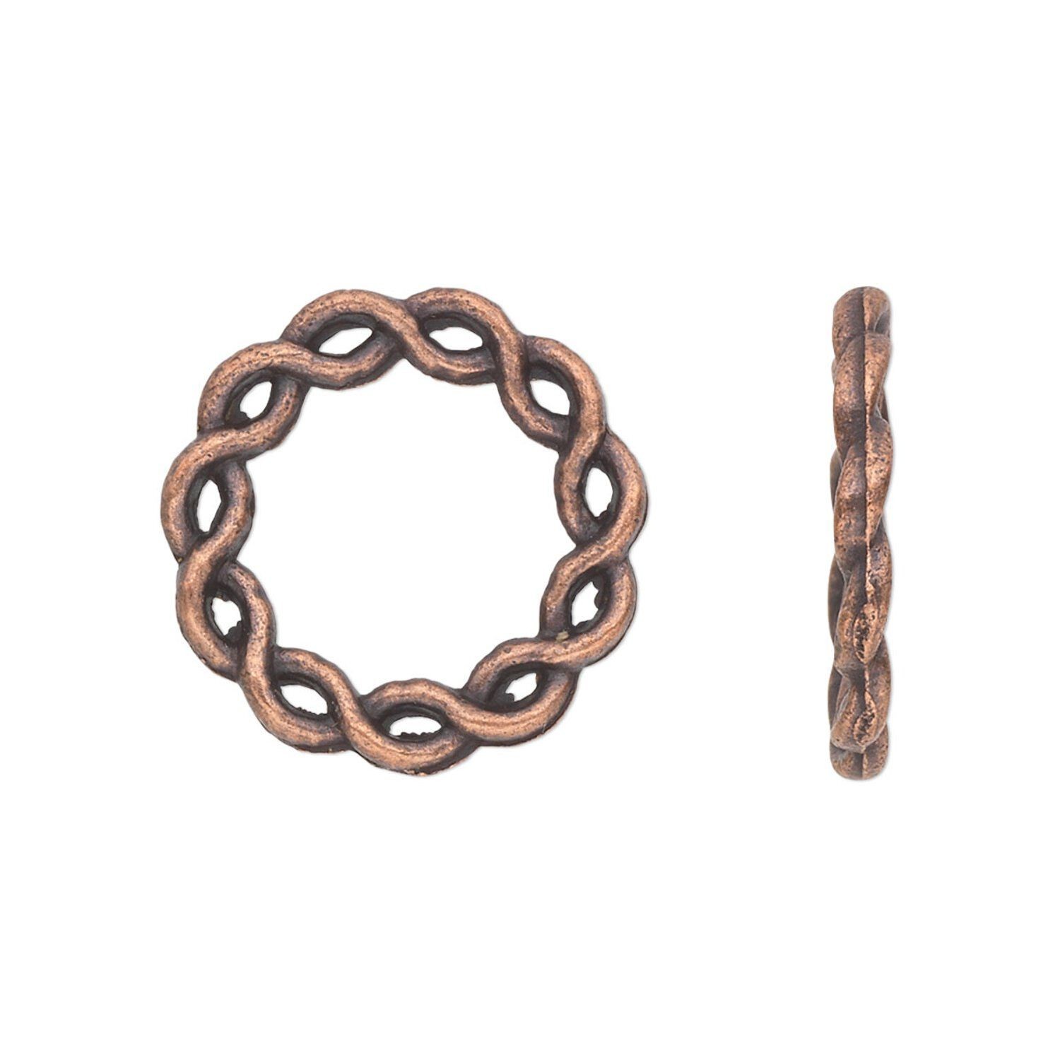 Component, 20 Antiqued Copper Plated Pewter 20mm Twisted Rope Double Sided Links
