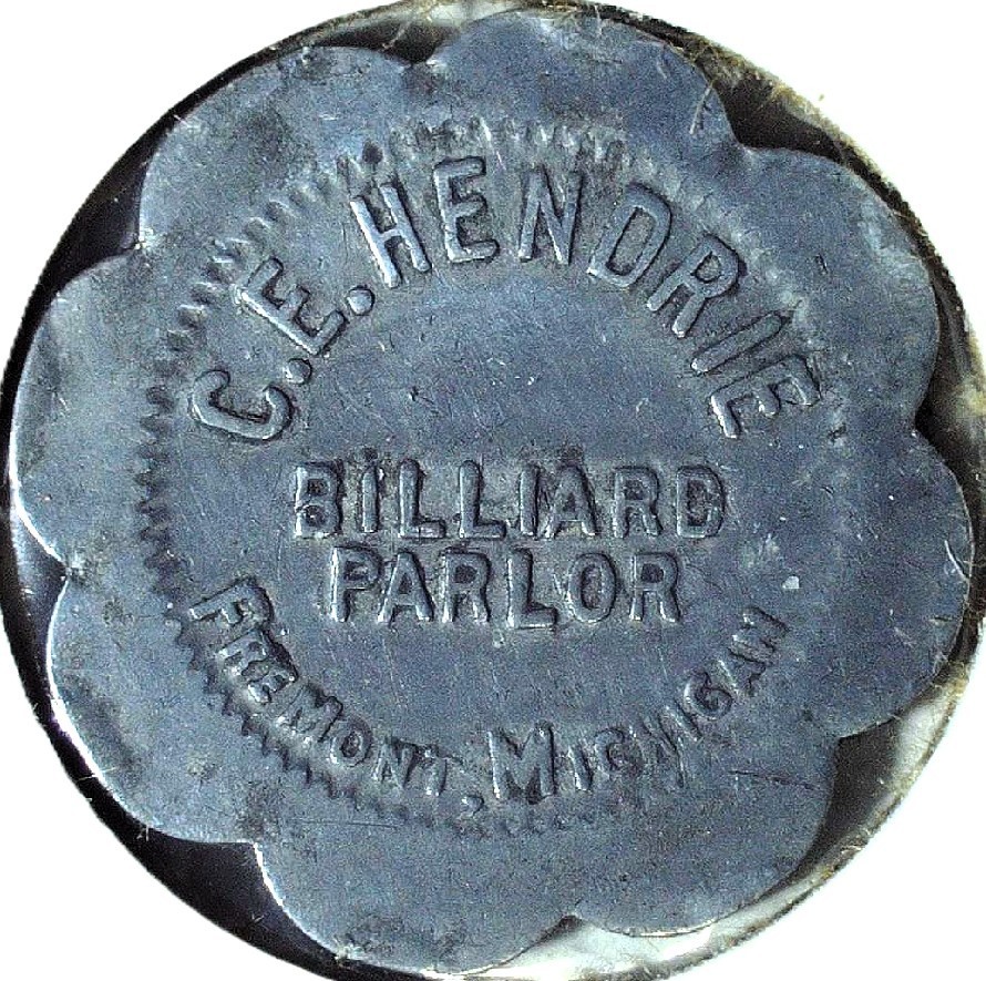 C. E. HENDRIE - GOOD FOR 5 ¢ IN TRADE- FREMONT, MI - TC# 46542 $ - EC 8416