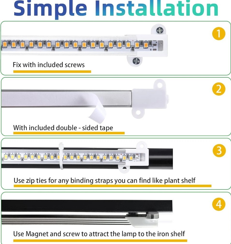 Full Spectrum LED Grow Light Strips with Timer & Dimmable Levels for Plants