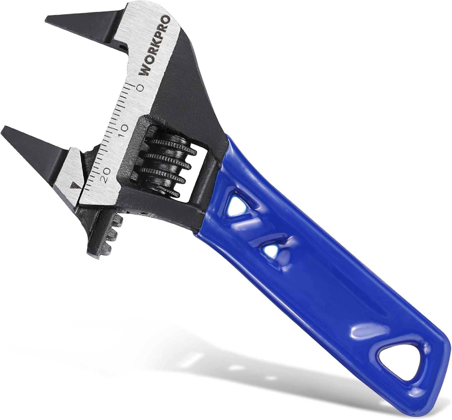 WORKPRO 4-Inch Thin Jaws Stubby Wide Opening Adjustable Wrench, Small Adjustable
