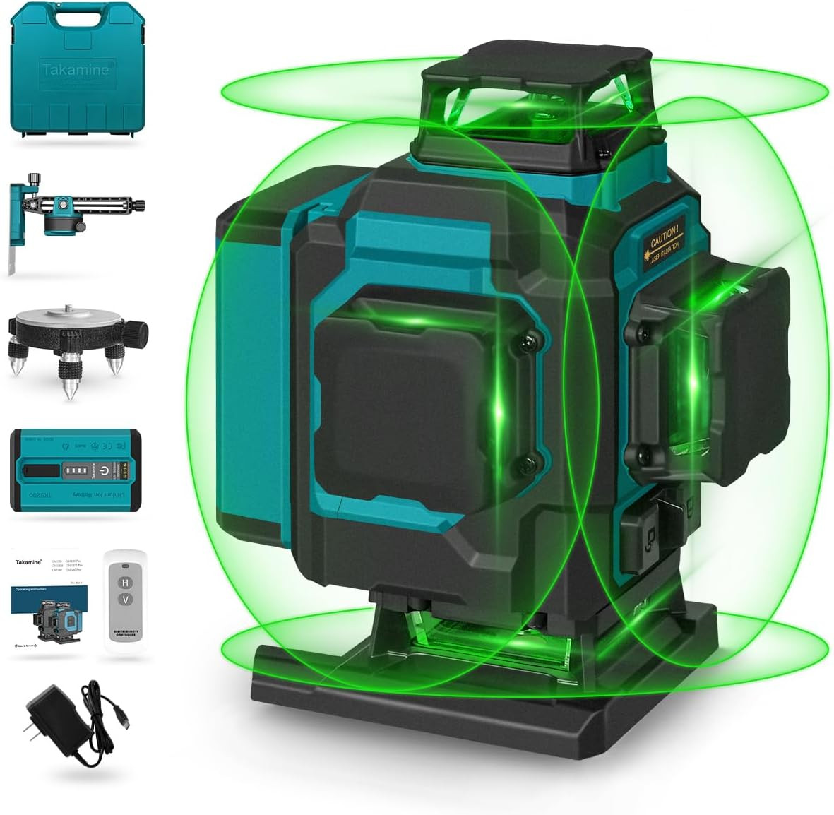 Two 360° Vertical & Two 360° Horizontal Laser Level Pulse Mode & Remote Control