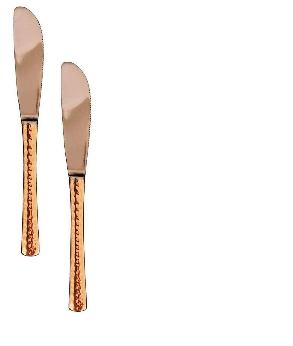Copper Butter Knife Hammered for Home Hotel Restaurant Set of 2