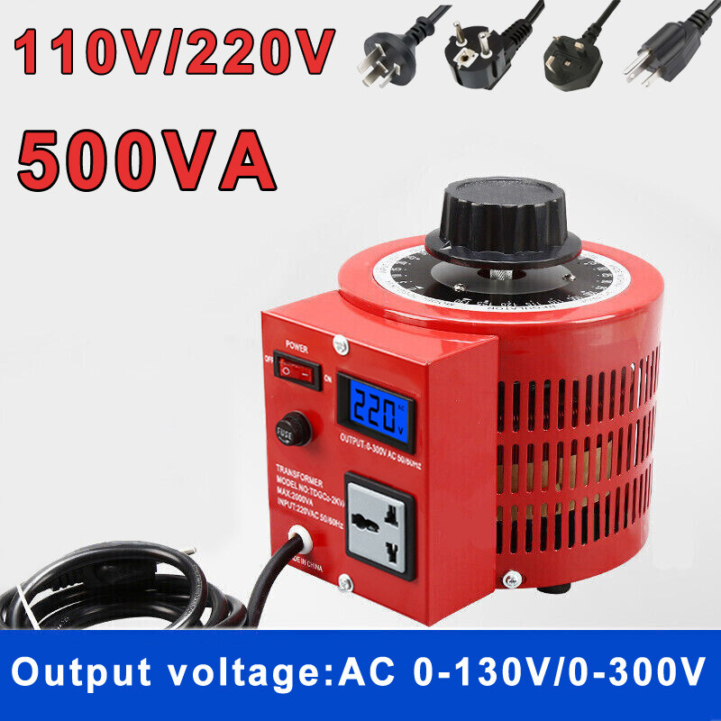 0.5KVA 110/220V LCD Variable Voltage Regulator Metered 0-130V/0-300V Adjustable