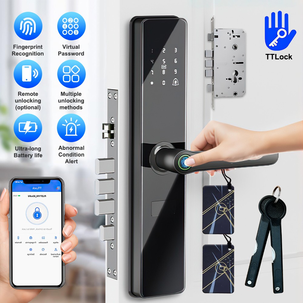 Cerradura De Puerta Inteligente Manija Teclado Huella Digital Entrada Sin Llave