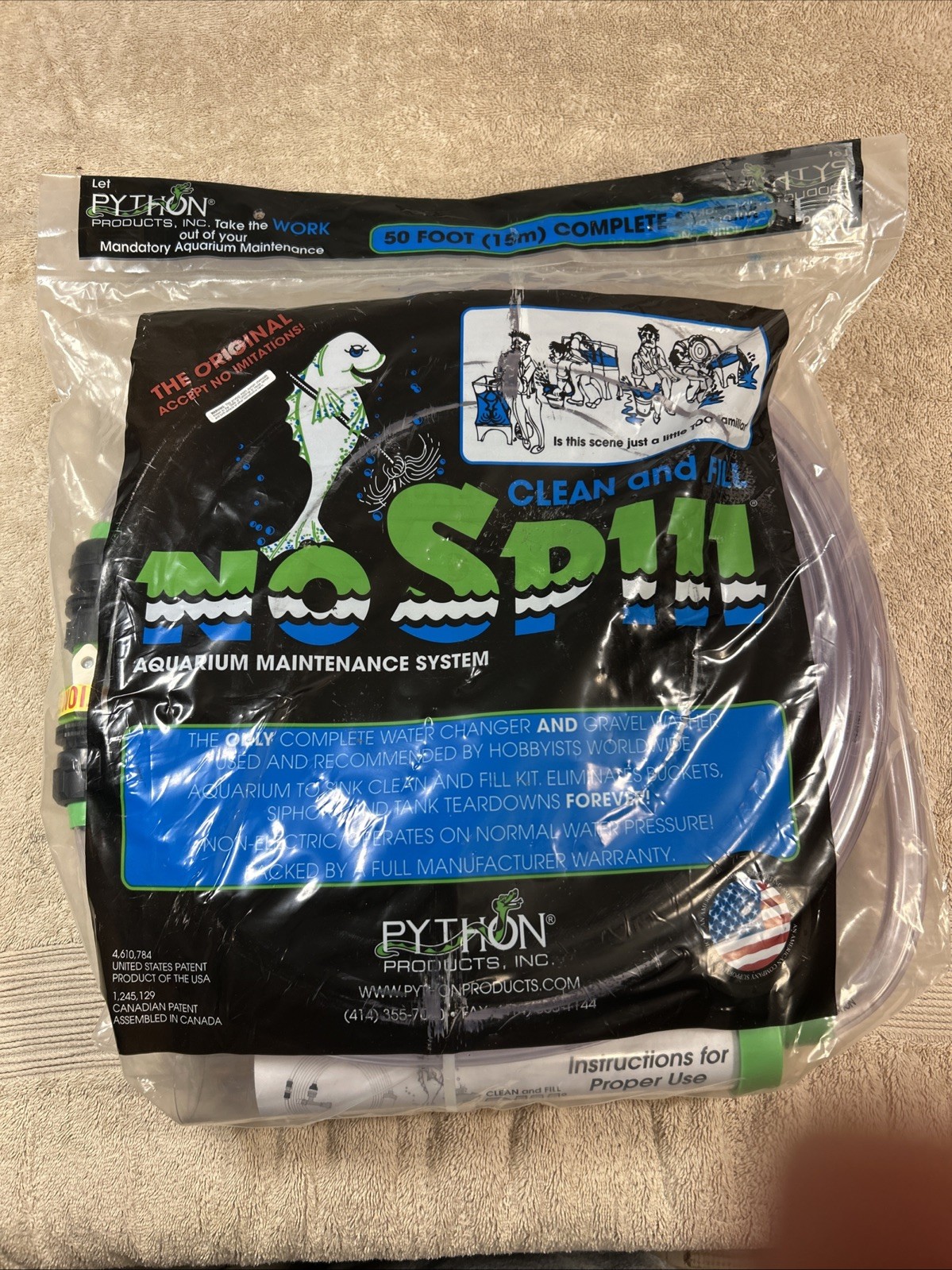 Python 50-Feet No Spill Clean And Fill Gravel Vacuum Aquarium Maintenance Kit