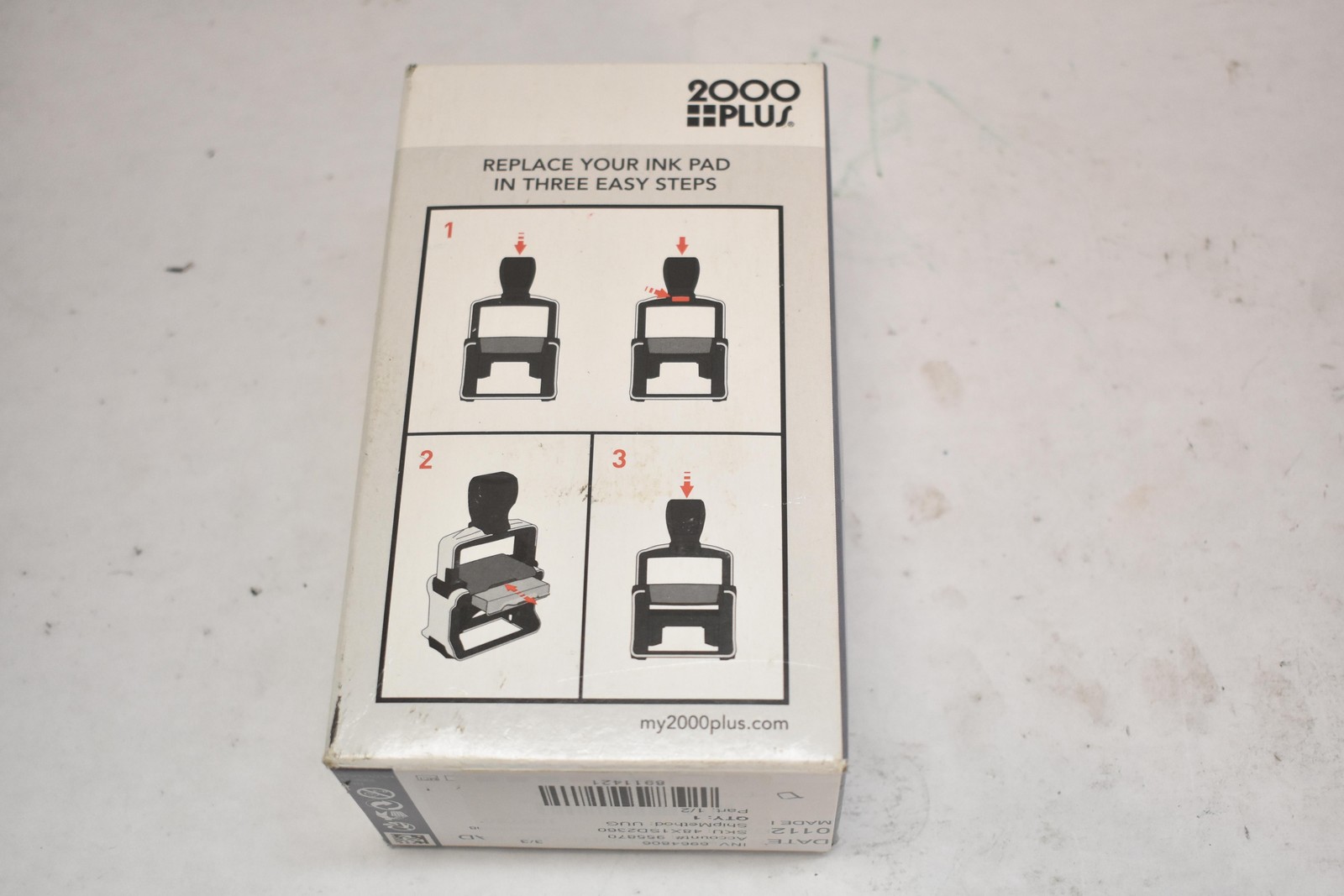 PLUS 2000 Plus Pro Series Self-Inking Date Stamp Band Shield Black Red Office