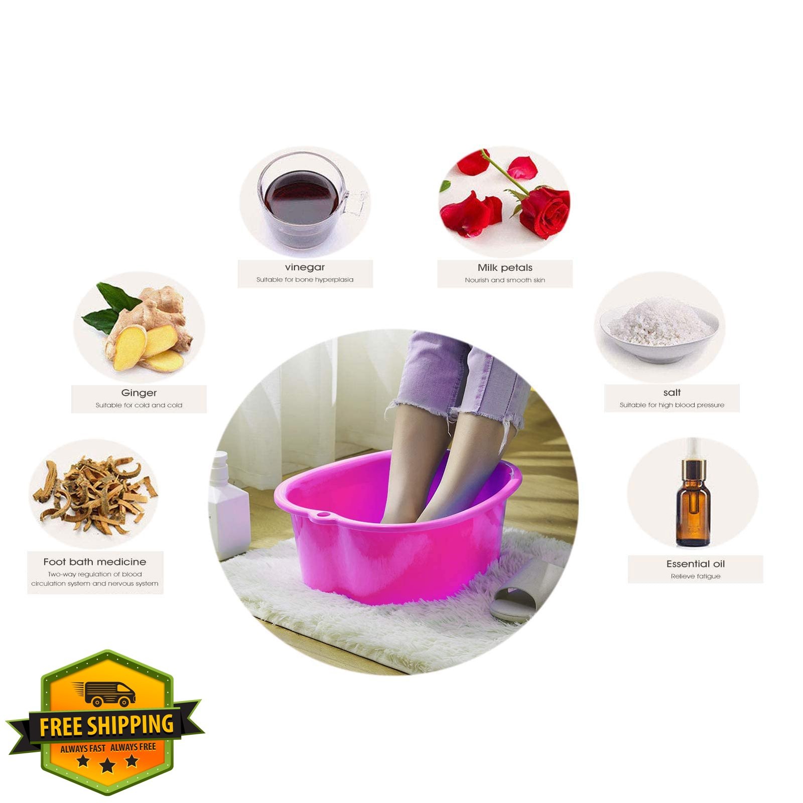 AXLOFO Foot Soaking Bath Basin Purple Large Feet Massage Tub