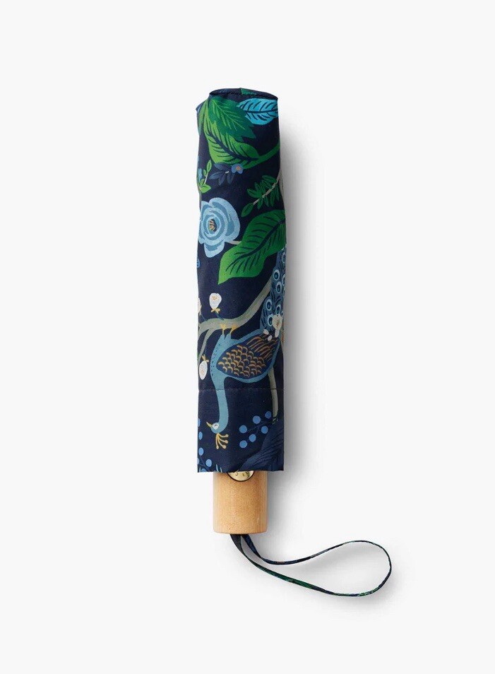 RIFLE PAPER CO. Umbrella, Printed in Full Color, Peacock New