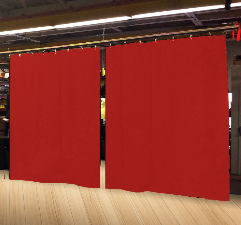 Lot of (2) Economy Red Curtain Panel/Partition 15 H x 4½ W, Non-FR