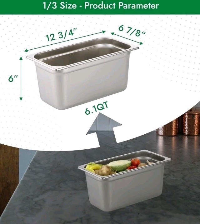 Lot Of 12 Thunder Group STPA4136 1/3 Stainless Steel Steam Table Pan 6" Deep