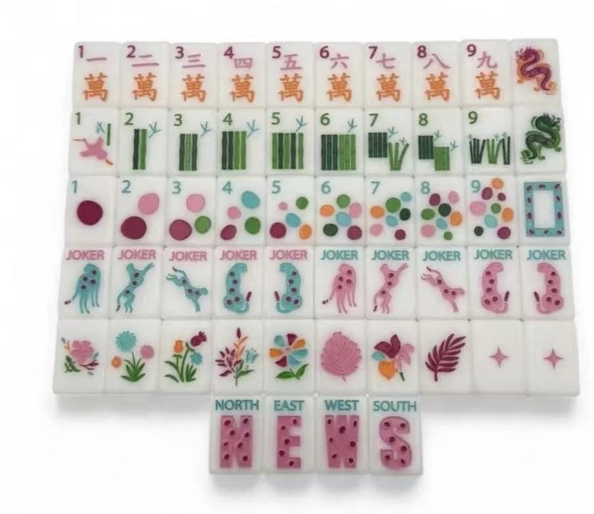 Springtime Safari Bright White Mahjong Tiles + Free storage Bag