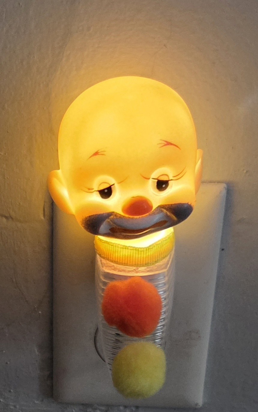 Creepy Clown Head NEW  LED Nightlight Vintage OOAK