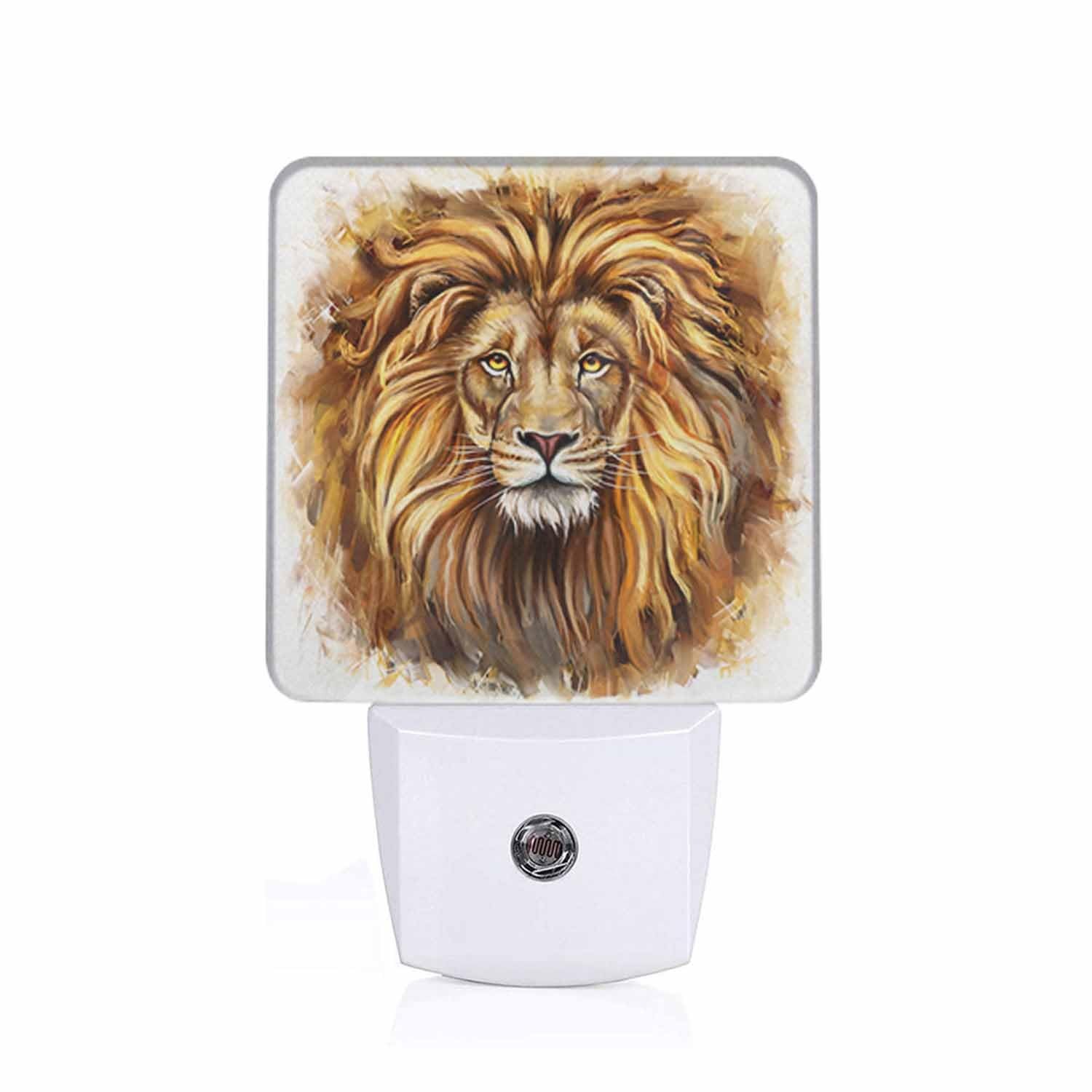 Lion Night Light Furry Brown LED Night Lights Plug into Wall for Stairway Hal...