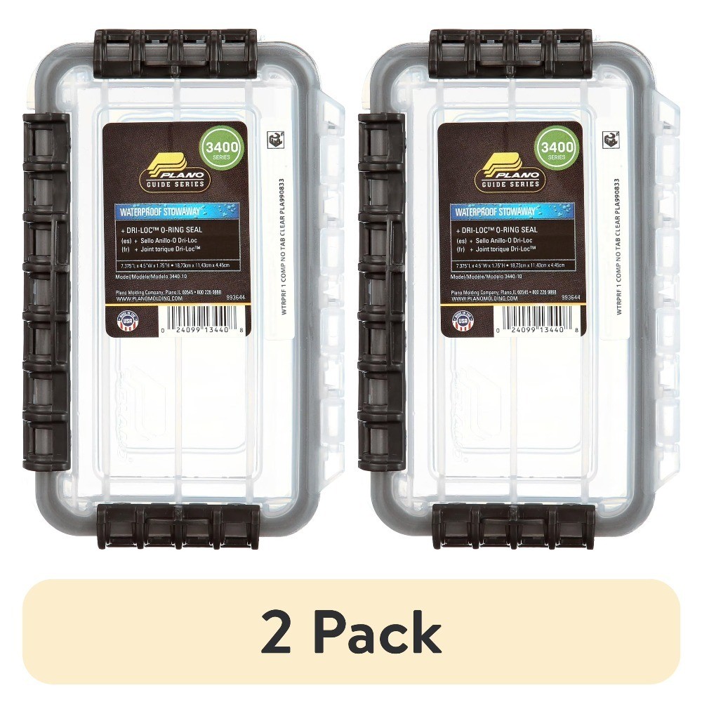 Waterproof Wear Resistant Stowaway Tackle Box Clear 2 Pack Fishing Gear Storage