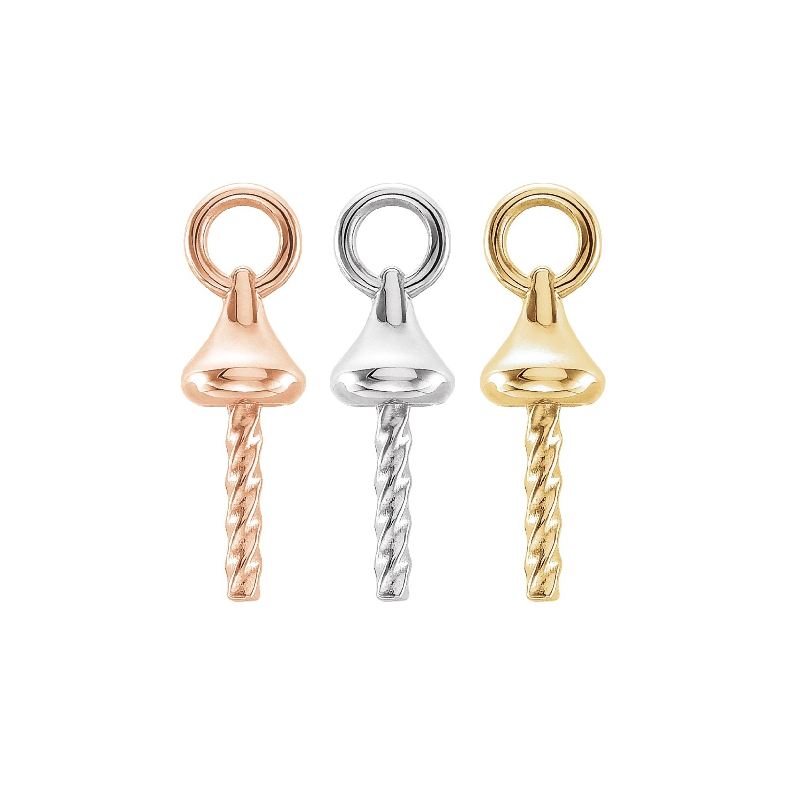 14K 18K Gold, Platinum & Silver Cap Dangle for 4-15 mm Pearl