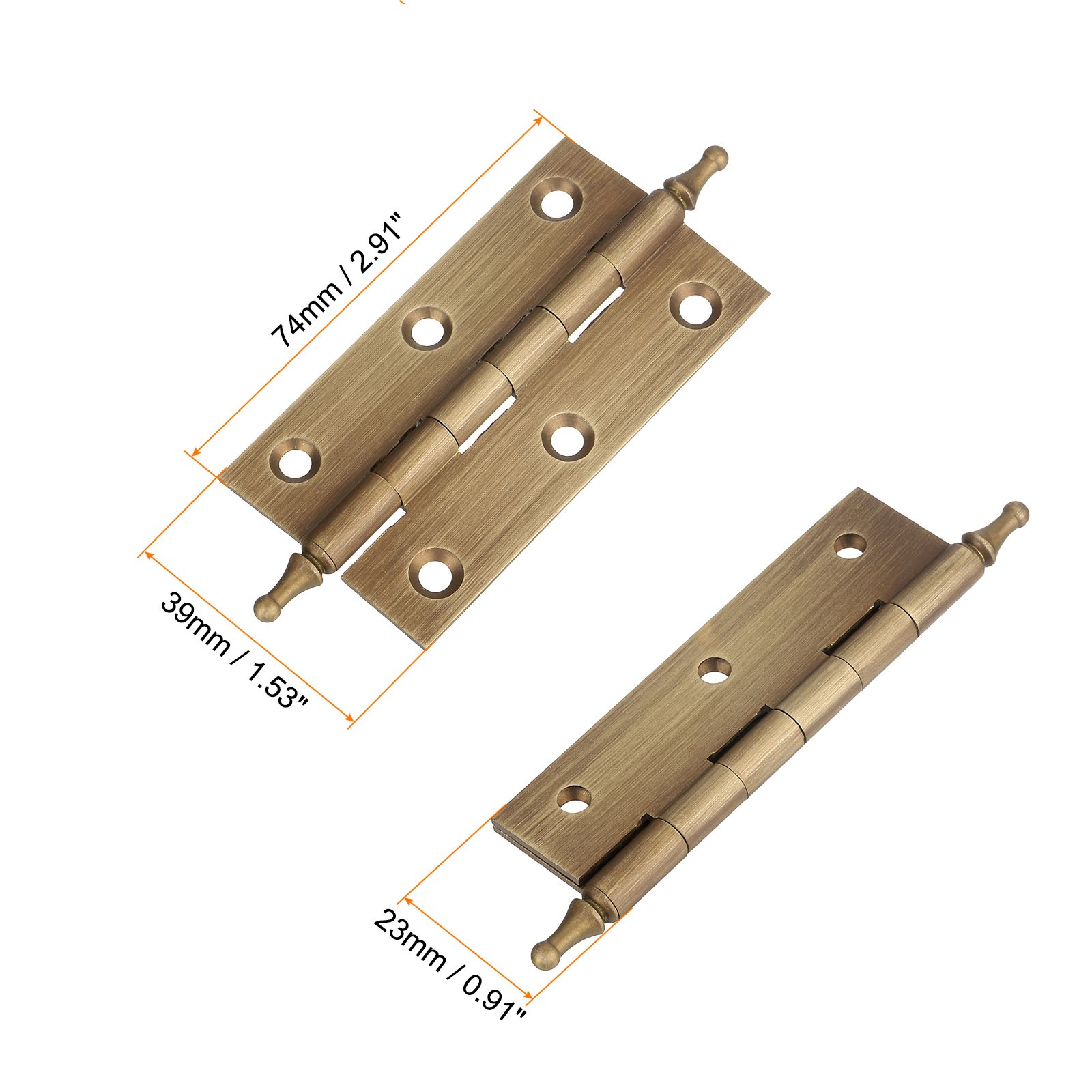 2Pcs 2.9 x 0.91 Inch Door Hinge Solid Brass Hinge with Mounting Screws, Bronze