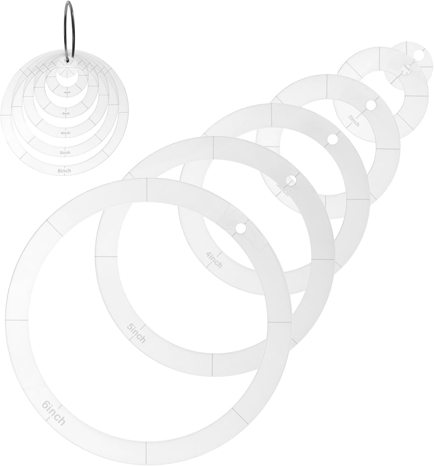 6Pcs Circle Quilting Templates for Sewing, Different Sizes round Acrylic Quiltin
