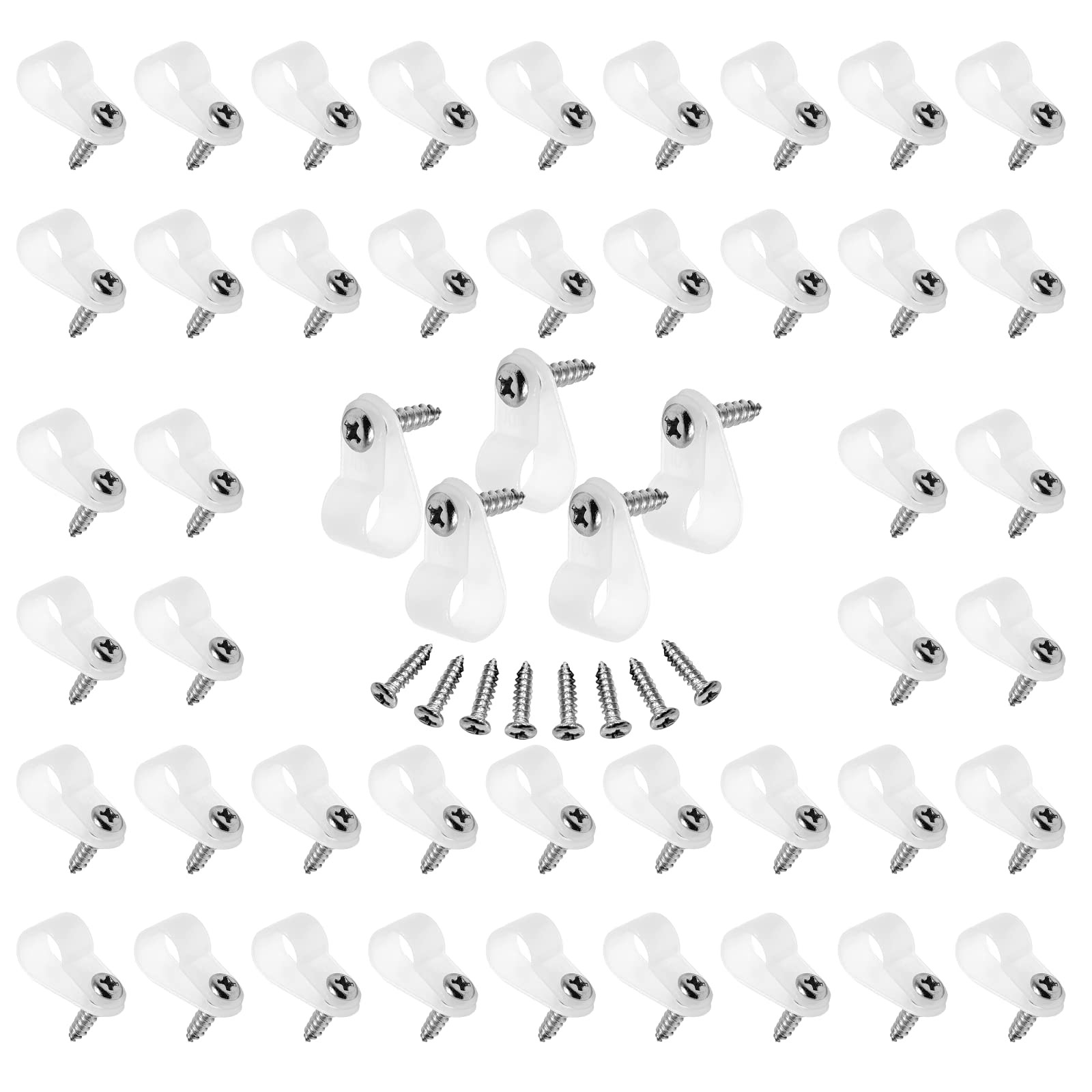 suiwotin 60pcs 3/8 Inch Nylon Cable Clamps, White inch/10.4mm,