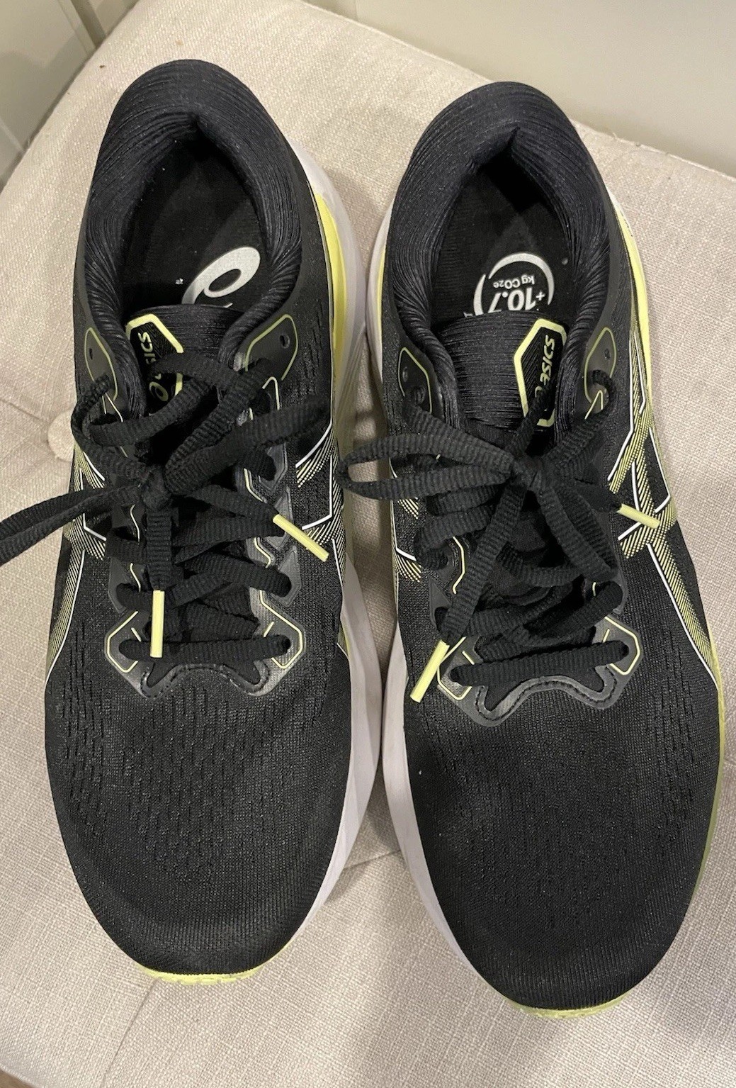 ASICS GEL Kayano 30 Mens 9.5 Wide Running Shoes Black Yellow 1011B548