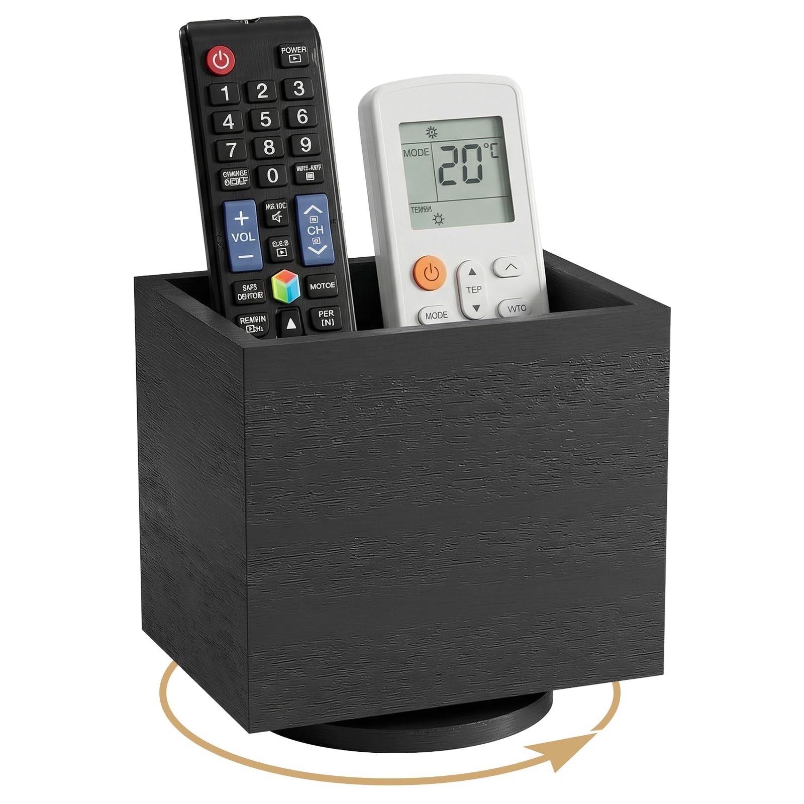 360° Rotating Remote Control Holder, Wooden TV Remote Holder for Table, Desk ...
