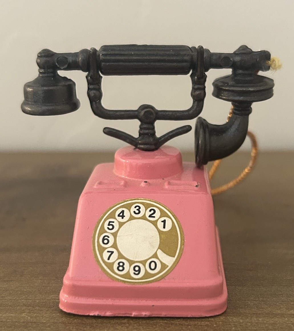 Mini Die Cast Pink Rotary Telephone Pencil Sharpener
