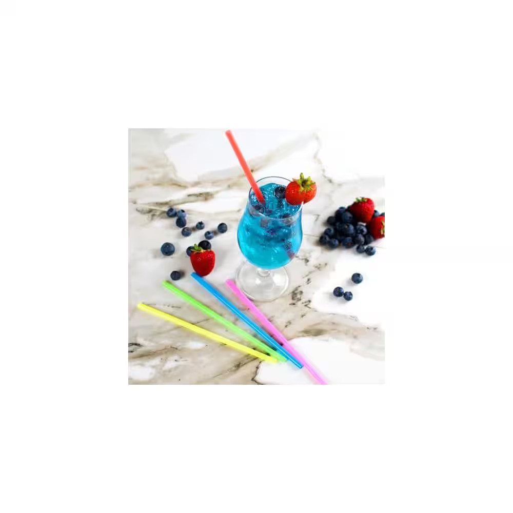 Colorful Multicolor Disposable Plastic Drinking Straws Individually Wrapped (100