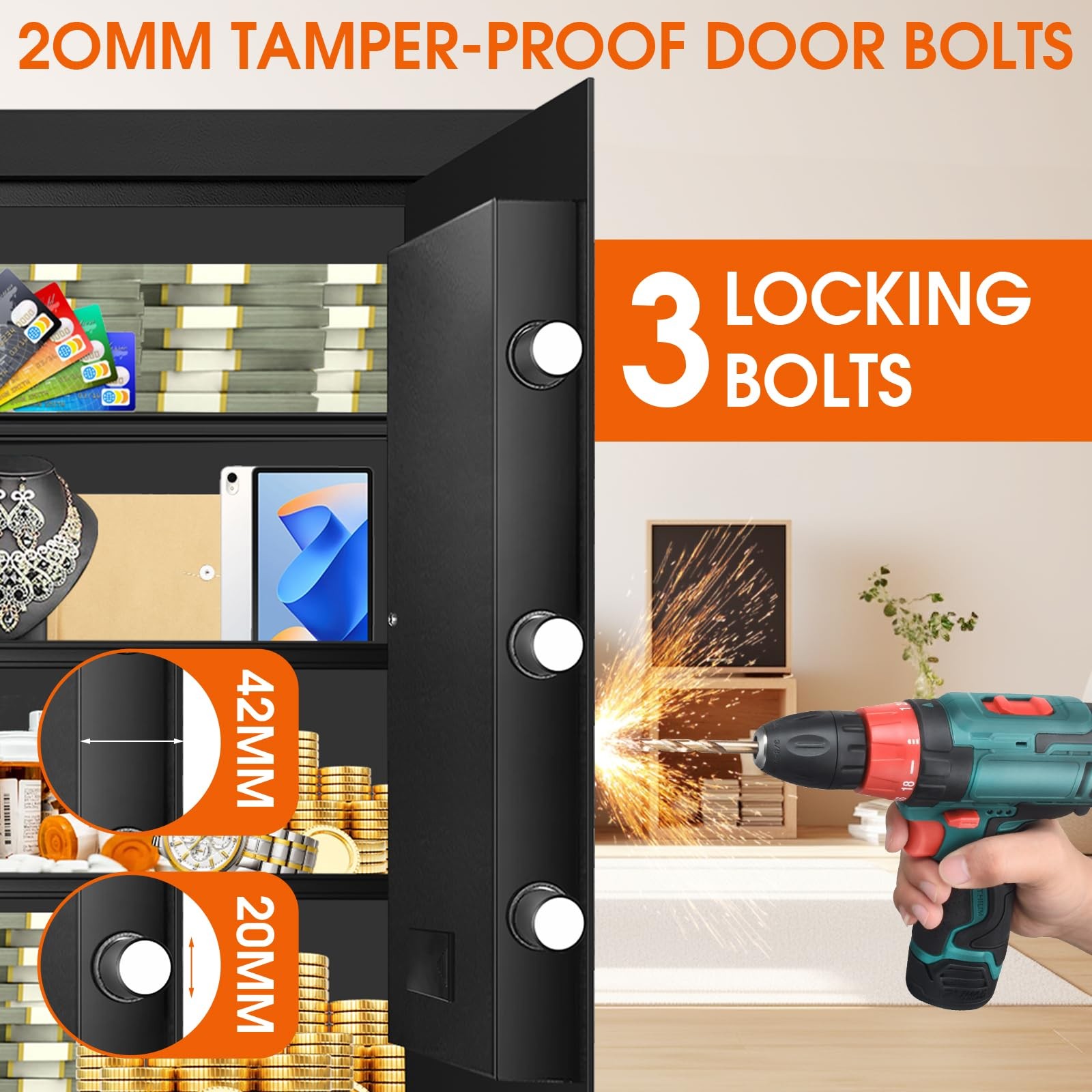 5.2 Cuft Large Safes for Home Use Fire and Water Proof, Heavy Duty Fireproof ...