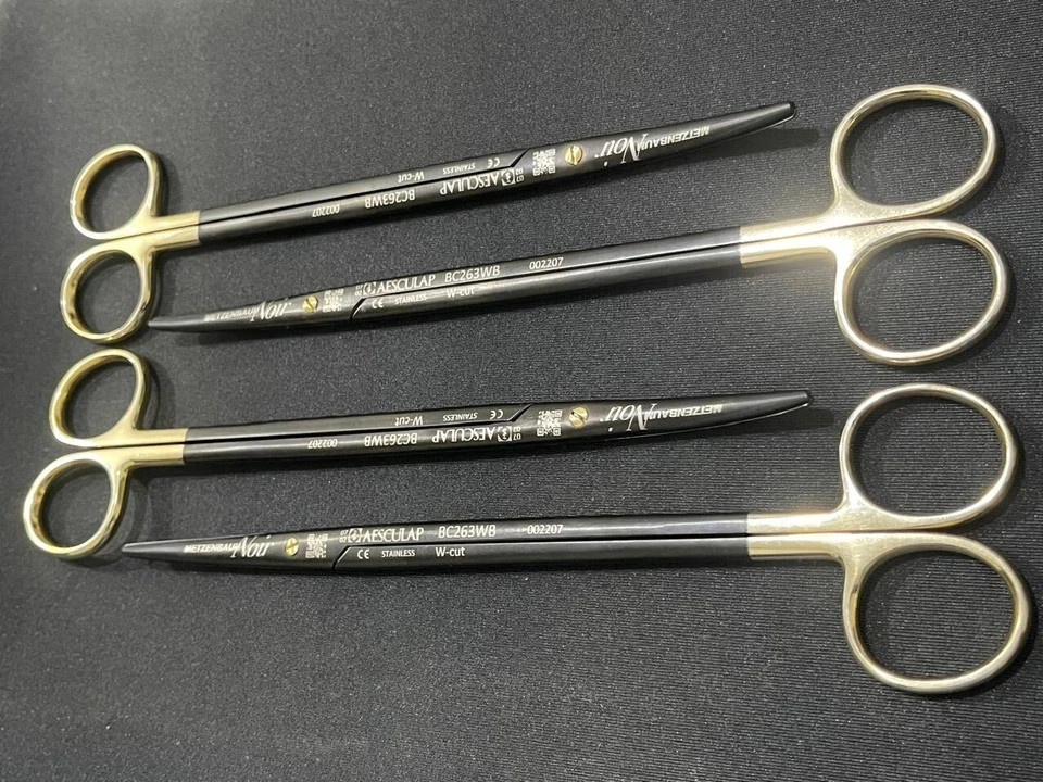 Lot of 4 AESCULAP BC263WB METZENBAUM NOIR DUROTIP CURVED SCISSORS 180mm 7”