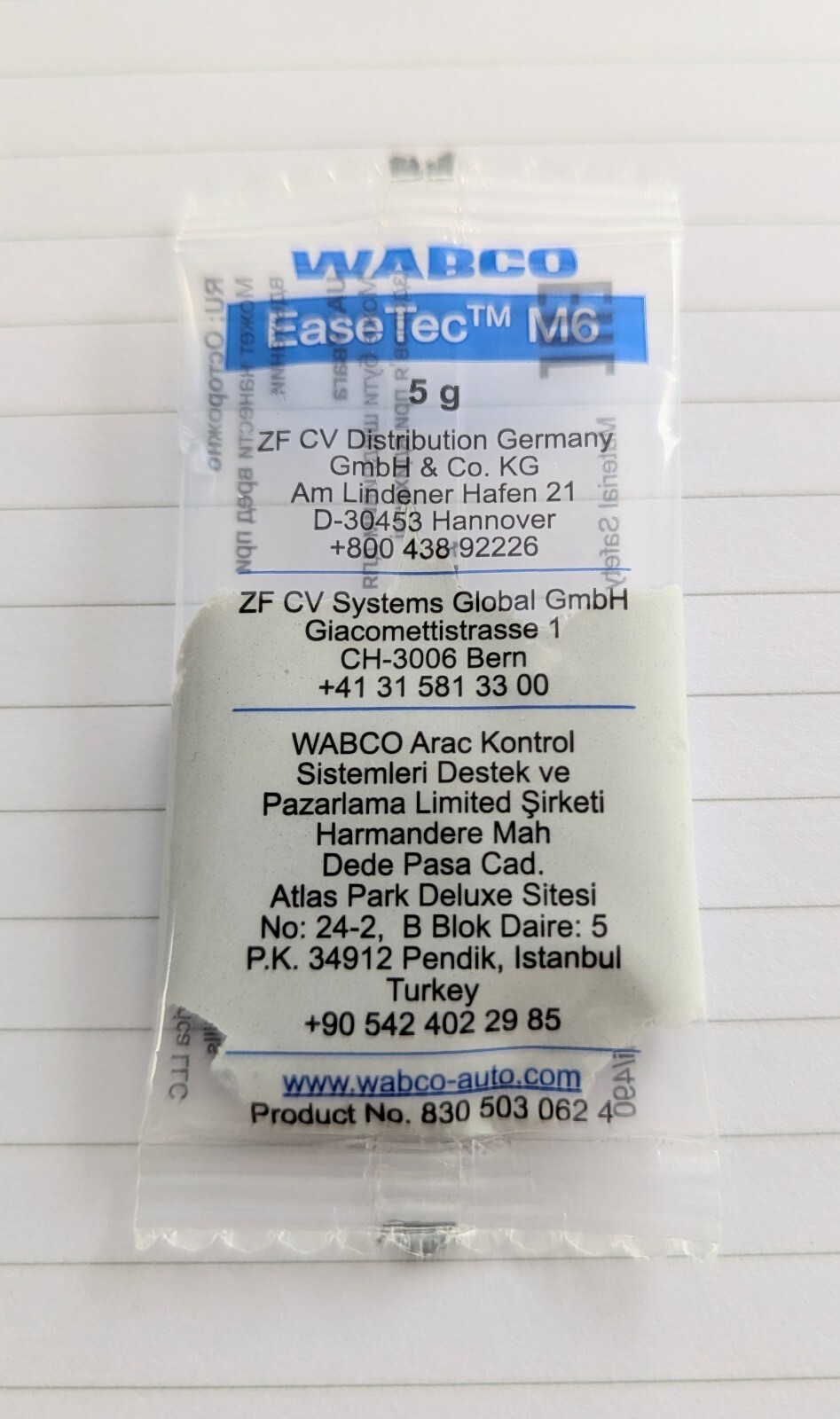 5 x Wabco EaseTec M6 Grease 5g sachet, buy 10 get 2 free!