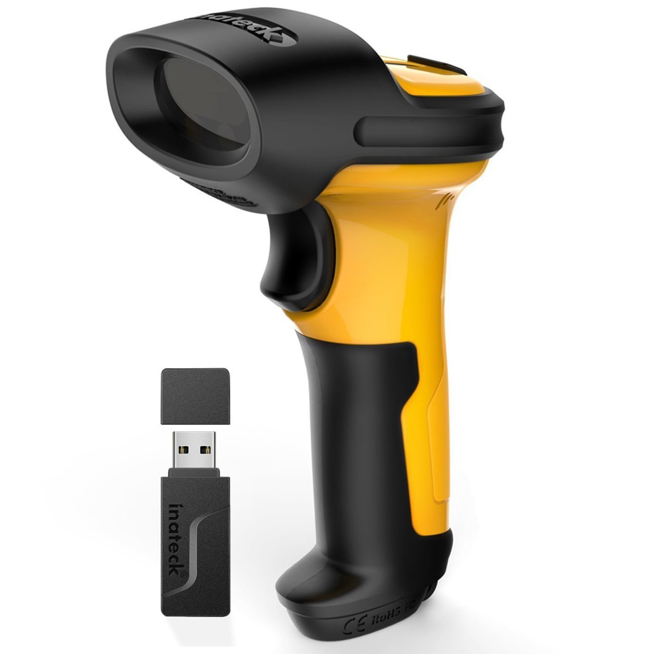 Inateck 1D Barcode Scanner Barcode Reader Wireless 2.4GHz Adapter Auto Scanning