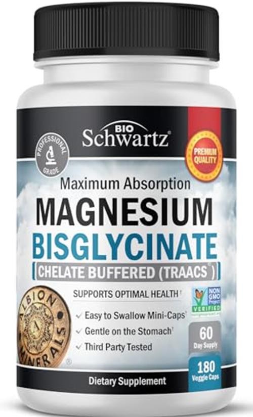 Magnesium Bisglycinate Chelated Supplement - High Absorption Assorted Sizes