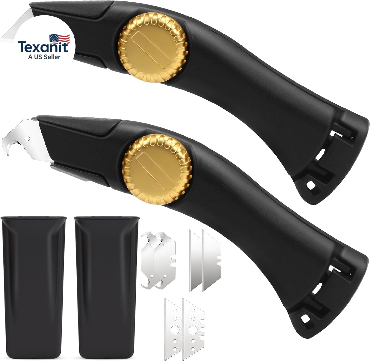 2PCS Black Fixed Blade Roofing Knife, Heavy Duty Utility Knife for Drywall, Viny