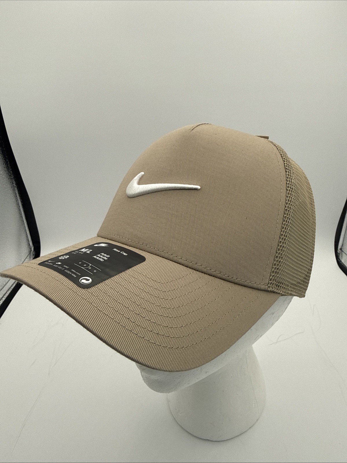 Nike Rise Trucker Hat Cap Tan Size M/L Adult Unisex Center Swoosh New With Tags
