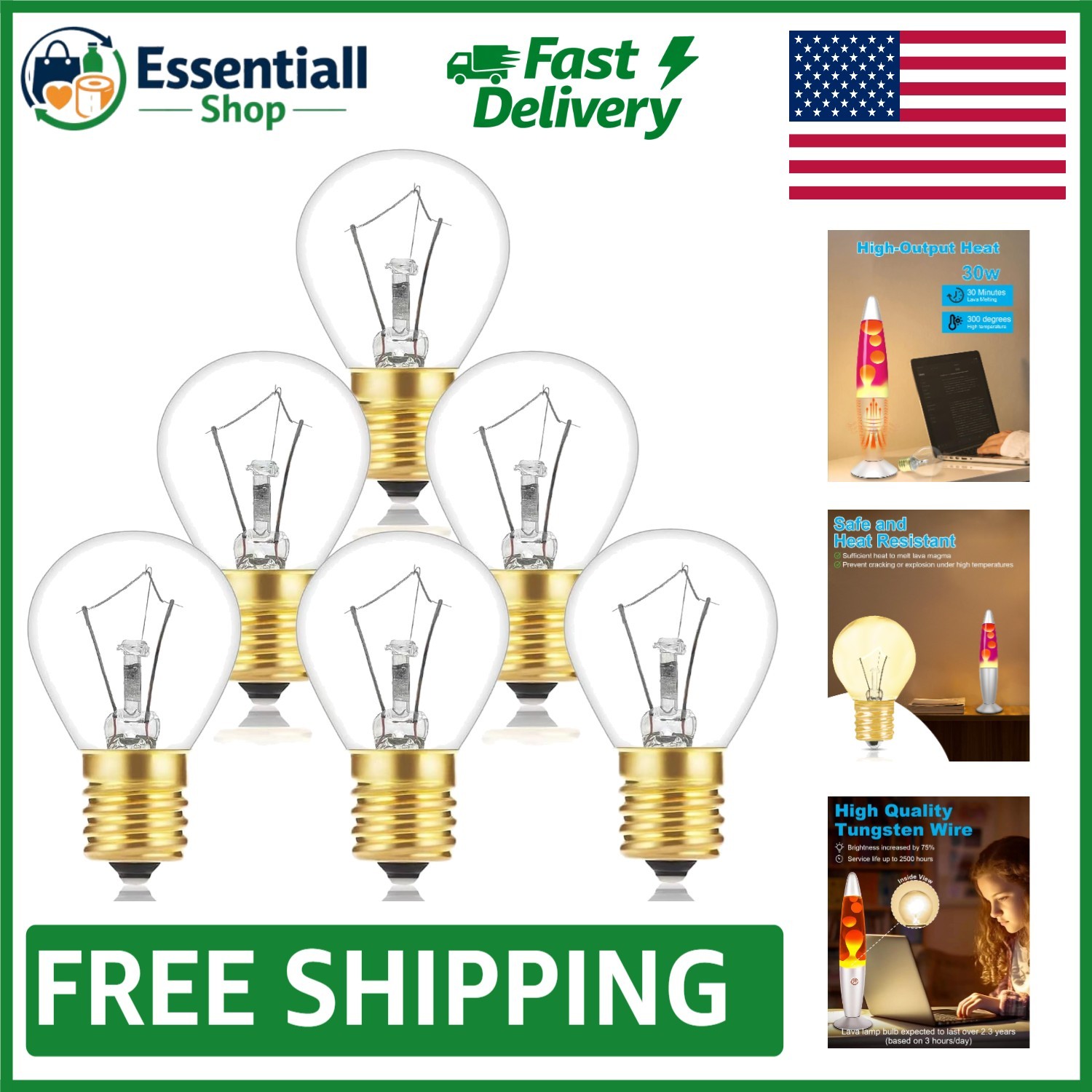 Eye-Friendly 30W S11 Lava Lamp Bulbs - 6-Pack Replacement for 14.5" Lamps