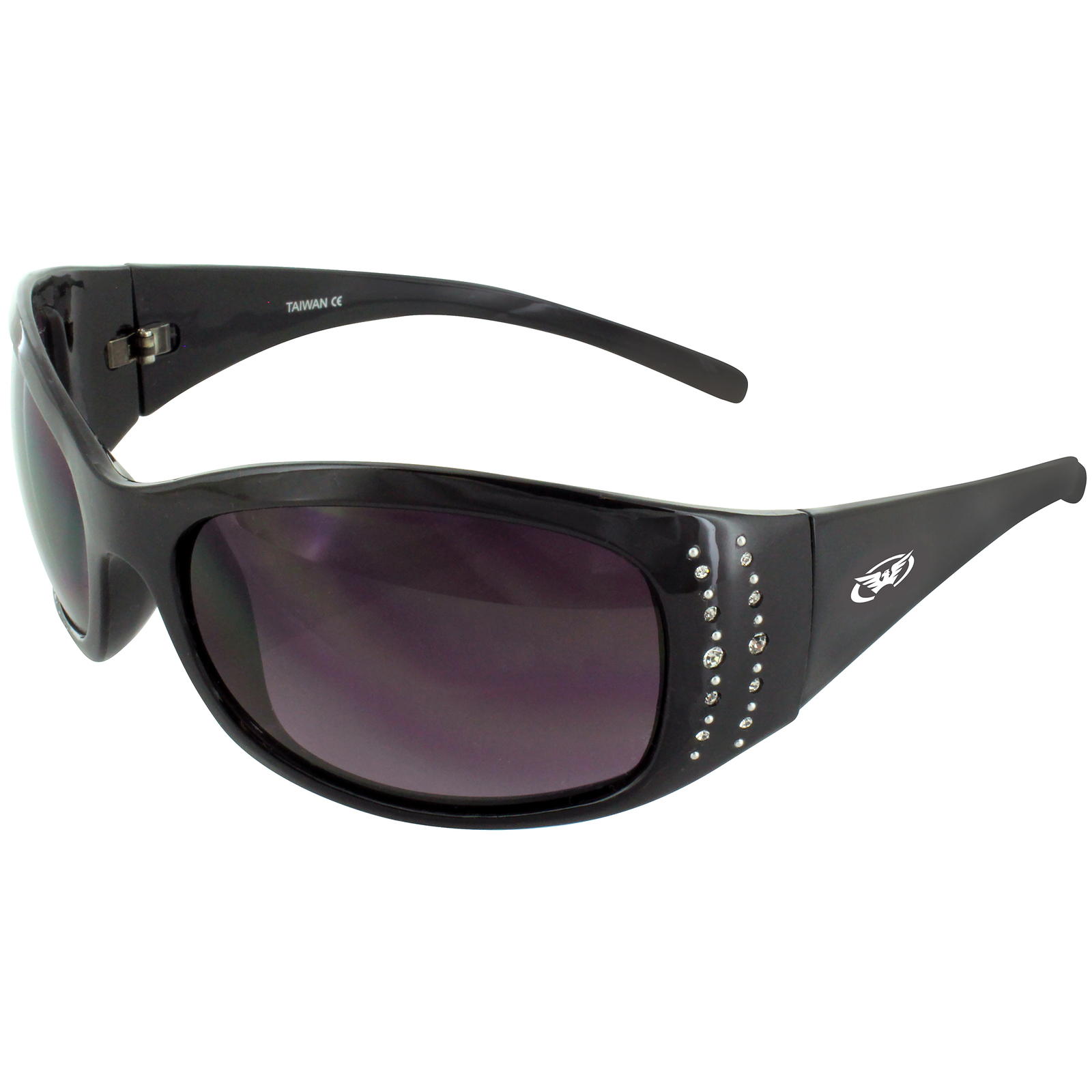 Womens Ladies Motorcycle ATV Riding Glasses w/Rhinestones & Smoke Lenses