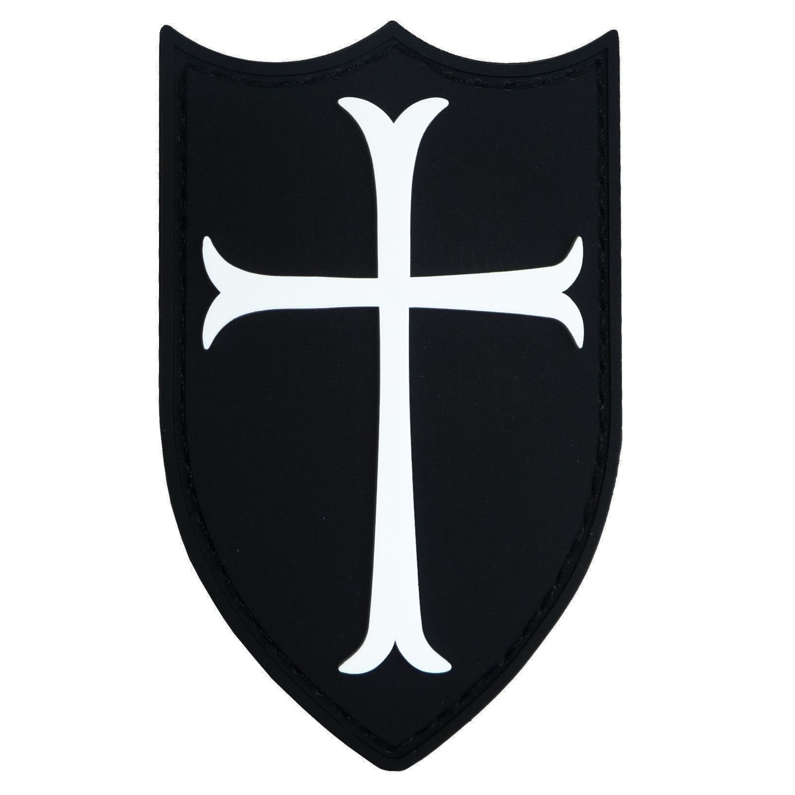 Airsoft crusader cross shield rubber 3d navy seals patch black white pvc large